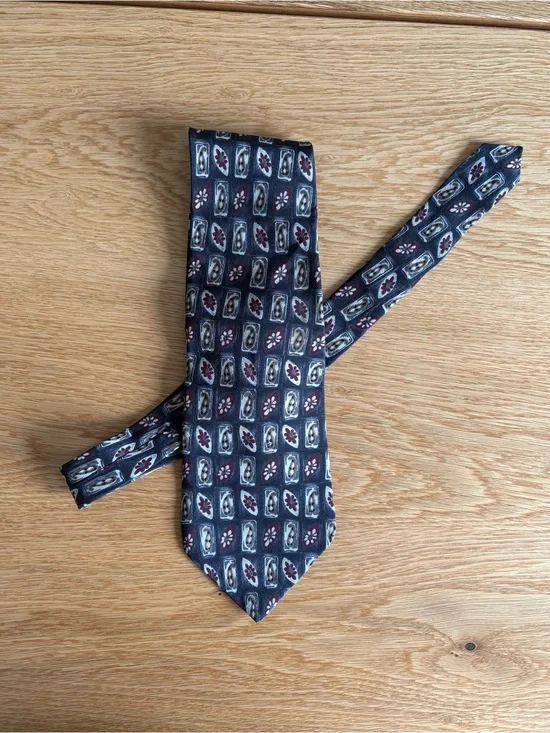 Zylos George Machado Silk Tie Vintage Geometric Floral Made in USA Men Necktie