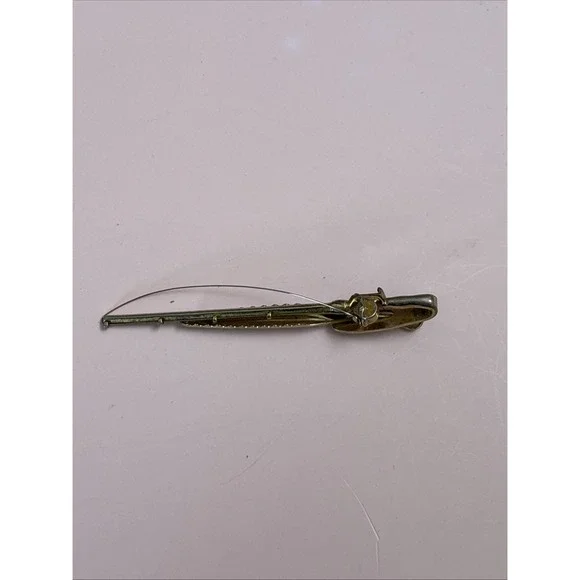 Vintage Hickok Fishing Pole Tie Clip Bar Gold Tone Marked Signed Made in U.S.A