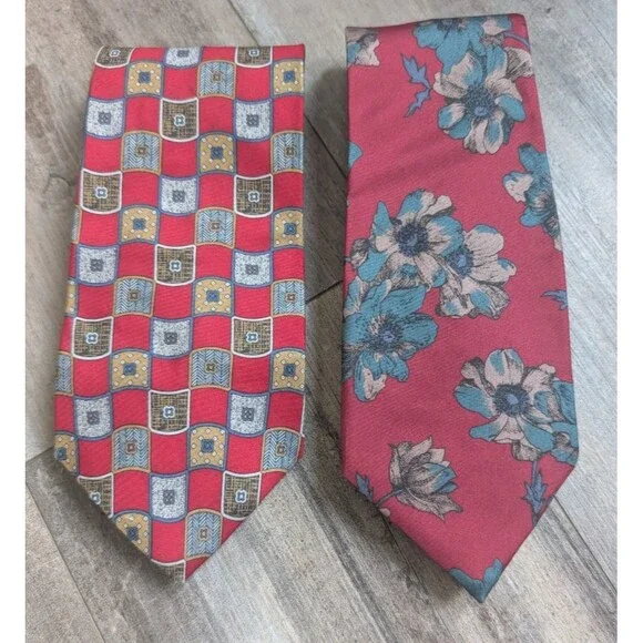 Lot of 2 Vintage VTG Oscar de la Renta Men's Neck Tie Ties 100% Silk Made in USA