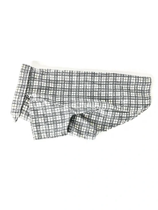 Plaid Navy and White Dog Shirt with Collar