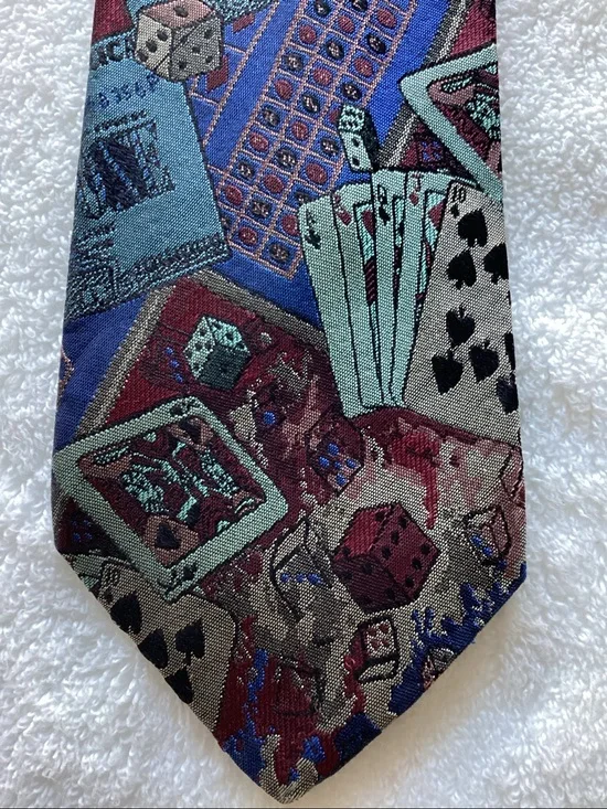 Textured Gray Men's Tie with Multicolor Geometric Accents