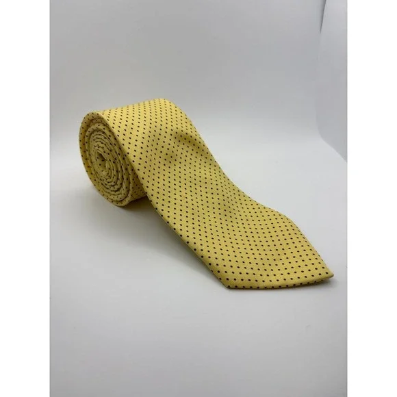 Versace Young Yellow Silk Micro Polka Dot Tie Made in Italy Designer Necktie