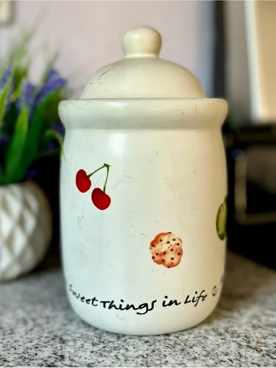 White Ceramic Cookie Jar Candle Rustic Cottagecore Style