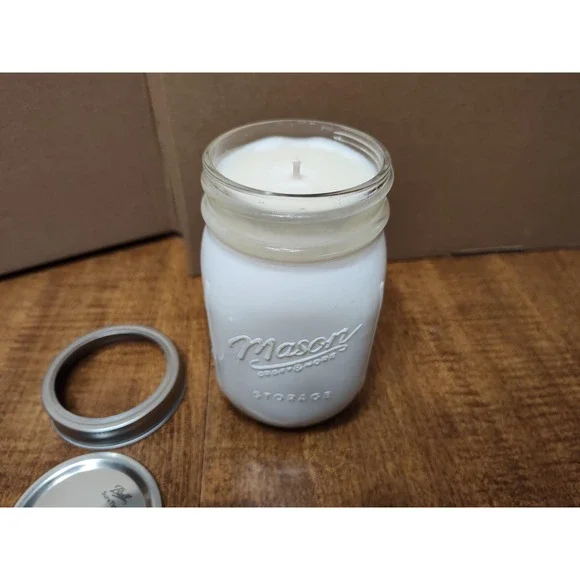 Handmade Vanilla Scented Candle White Mason Craft More Glass Jar 15 oz