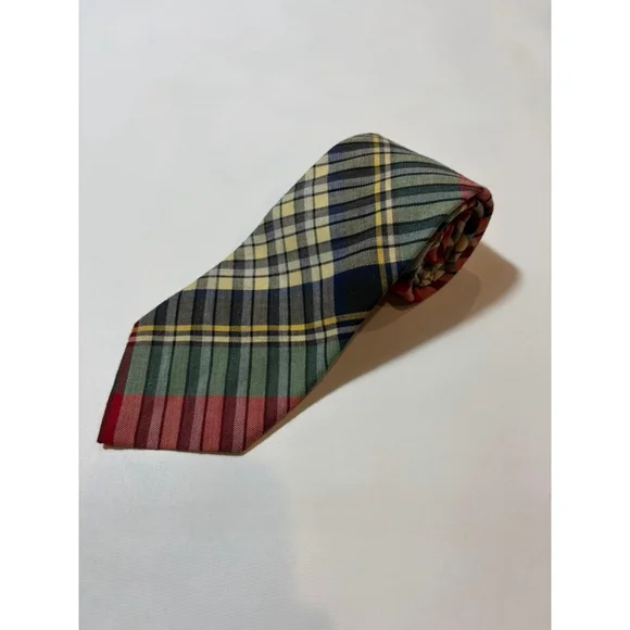 Polo Ralph Lauren Patchwork Plaid Tie USA Silk Tartan Ivy Preppy Vintage
