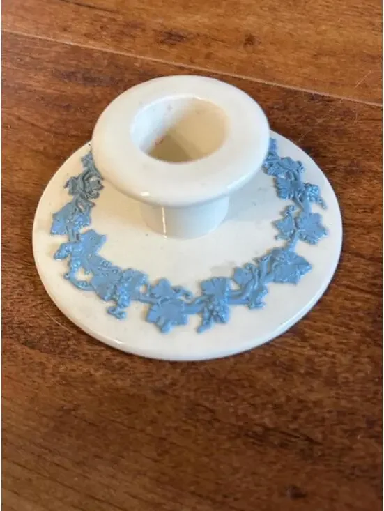 Vintage Wedgwood Vetrochina Blue Jasperware Candle Holder