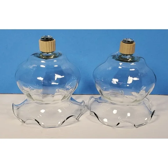 Votive‎ Cups Optic Ruffle Glass Peg Candle Home Interiors Clear Homco Qty 2