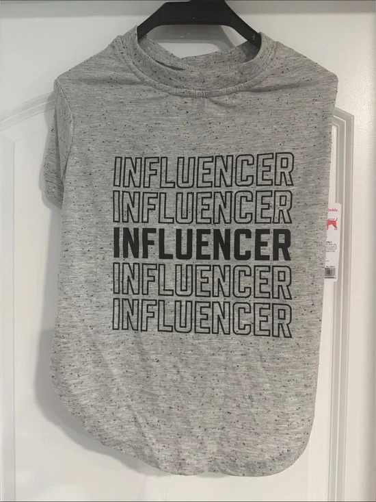 Gray 'INFLUENCER' Graphic Dog Tee tshirt pup good boy pet clothes