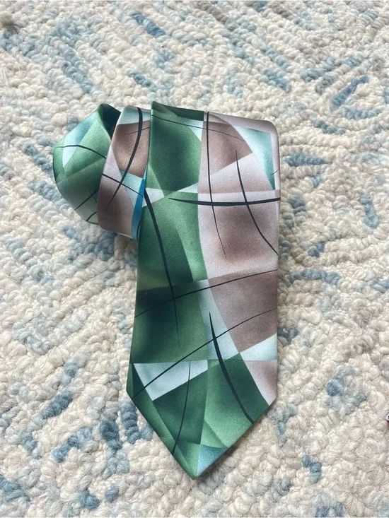 J. Garcia Mens Lady with Argyle Socks Green Brown Collection 59 100% Silk Tie