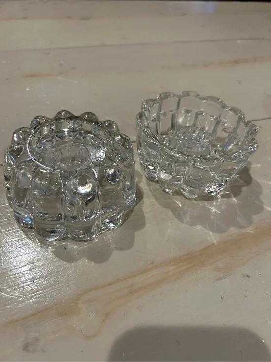 Vintage Crystal Scalloped Candle Holders - Set of 2