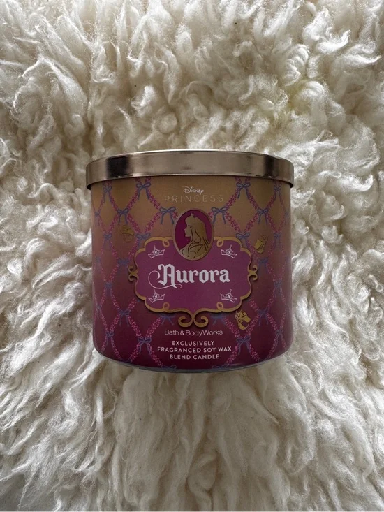 New BBW x Disney Princess Aurora Scented 3-Wicked Wax Candle