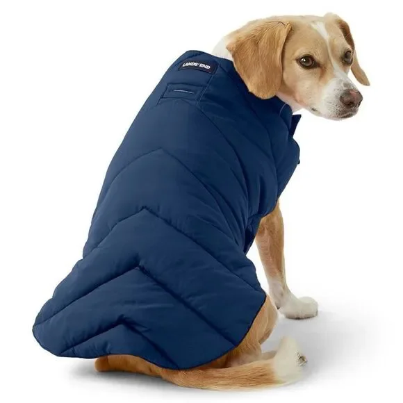 New Land’s End dog Vest adjustable Velcro poly water resistant Puffer vest Navy