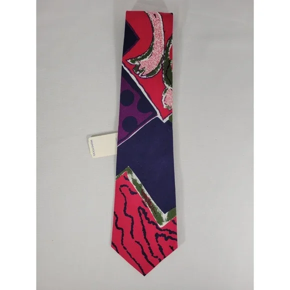 Vintage‎ Joe Boxer Neckwear Tie Colorful 100% Italian Cotton  Abstract pink