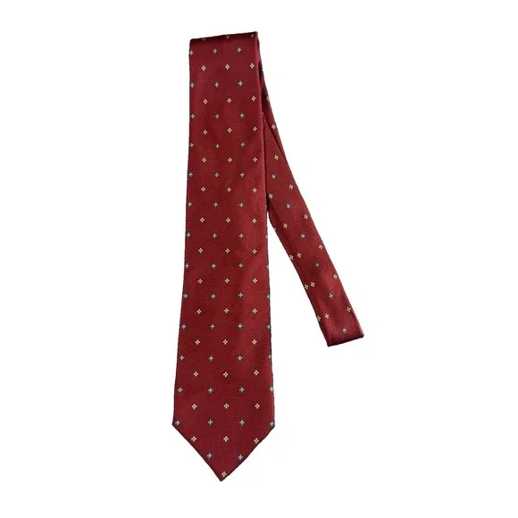 BALENCIAGA Pour Homme Tie Mens Burgundy Silk Geometric Italy 62x3.5