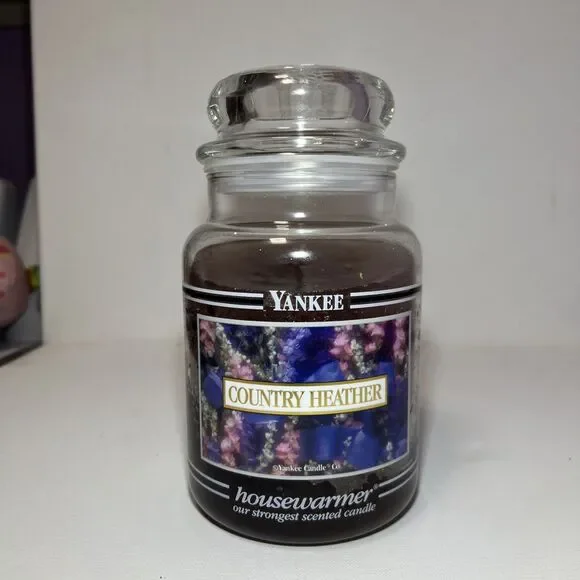 Yankee Candle Country Heather 22oz Floral Flowers Black Band Retired New *RARE*