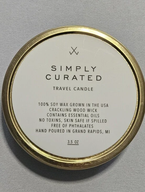 Simply Curated 3.5 Oz Travel Candle Oakmoss and Leather Scent - New