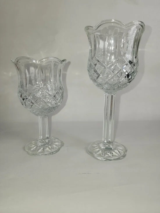 Pair of Vintage Anchor Hocking Wexford Clear Glass Candle Holders