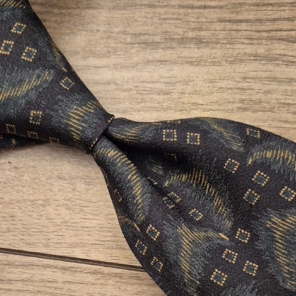 ARMANI Italy Green Black Abstract Silk Mens Designer Tie VTG 90s‎