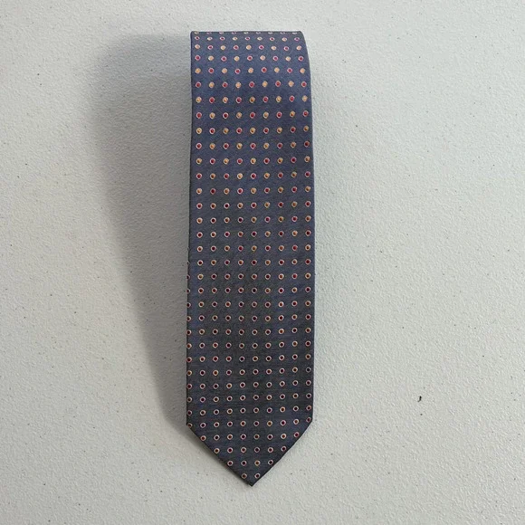Boss Hugo Boss Necktie Mens Silk Italy Geometric Pattern Dotted Gray Multicolor