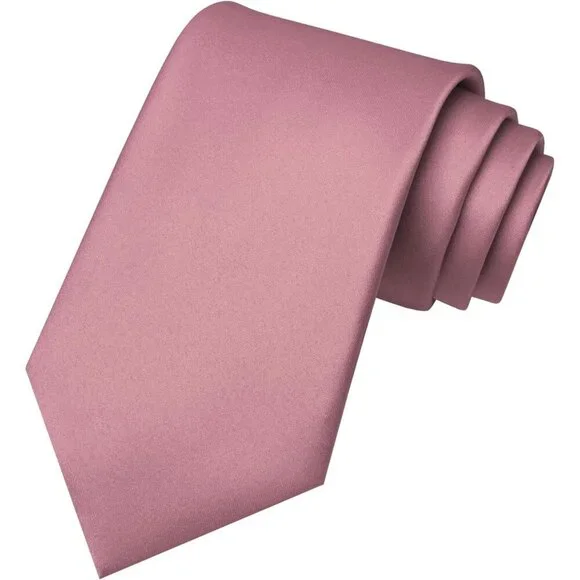 Men's Dusty Rose Solid Pure Color Imported Polyester Formal Neck Ties