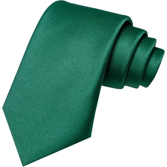 Men's Emerald Green Solid Pure Color Imported Polyester Formal Neck Ties