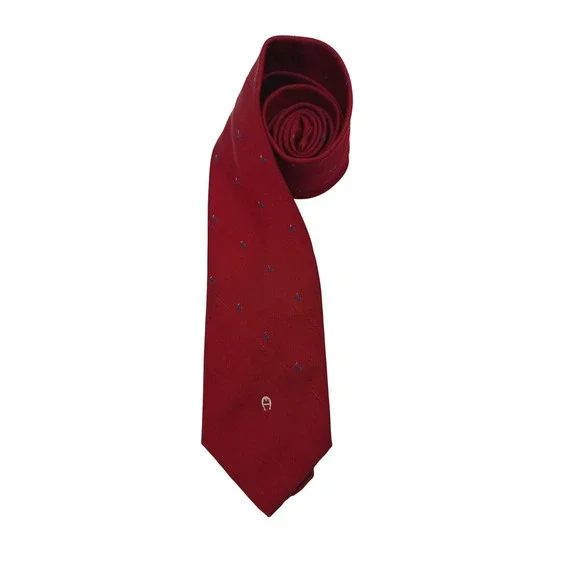 Etienne Aigner Necktie Red Excellent Vintage Horseshoe Logo Pattern