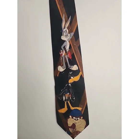 Vintage 1995 Looney Tunes Mania Men's Tie Bugs Bunny Tazz Daffy Duck