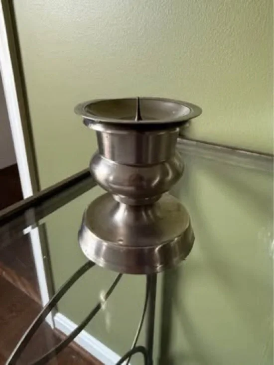 Metal Pillar Candle Holder in Silver