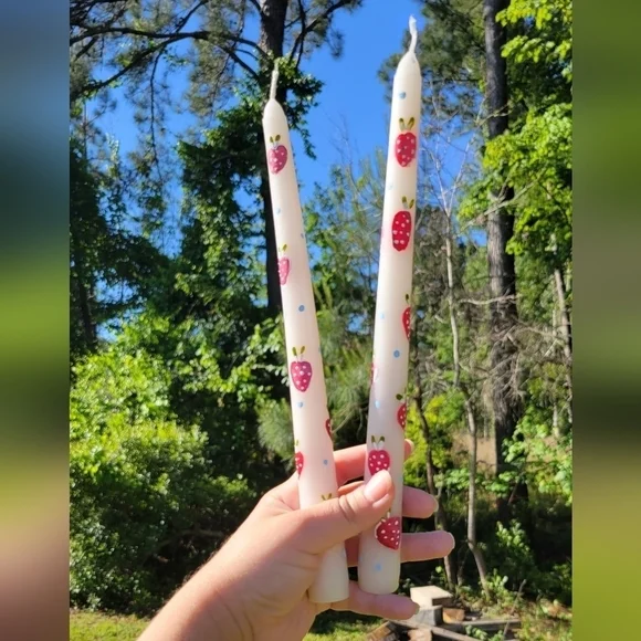 Handpainted strawberry candlelight sticks‎ candles