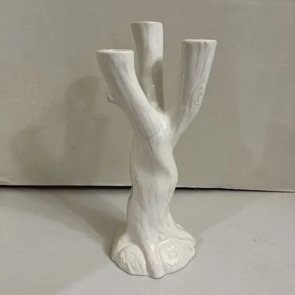 Roscher Natures Nest 3 Tier Candle Stick Holder Tree Trunk White 11 Inches Tall