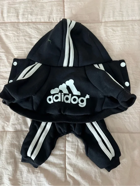 Black Dog Hoodie Tracksuit with White Stripes