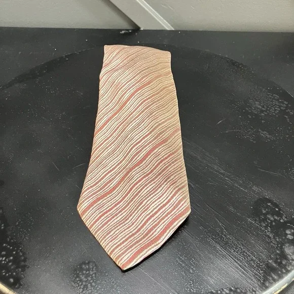 Valentino 100% Silk Diagonal Stripe Neck Tie Red Silver Gray Italy Designer