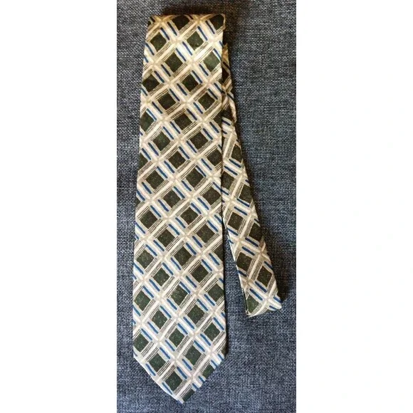 Tie 70s 80s 90s Y2K New Vintage Structure Beige Brown Blue 3.75 Wide 57 Long