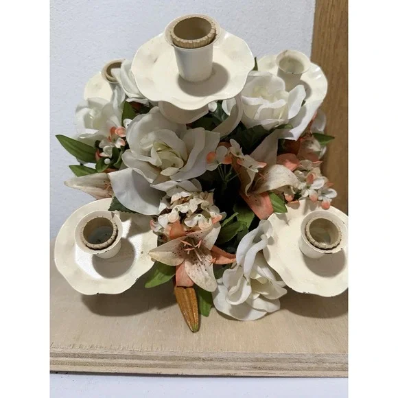Vintage Candle Holder With Flowers