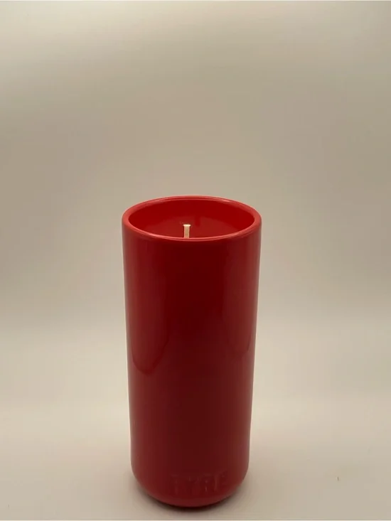 Vegan Soy Candle in Red Ceramic Vase