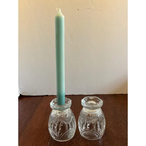 Crystal Clear‎ 24% Lead Crystal Reversible Taper Votive Candle Holders Set of 2