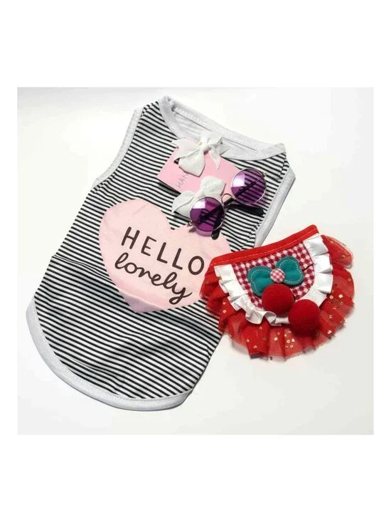 Hello Lovely XS Dog Princess Set | Hair Bow, Sunglasses & Red Tutu