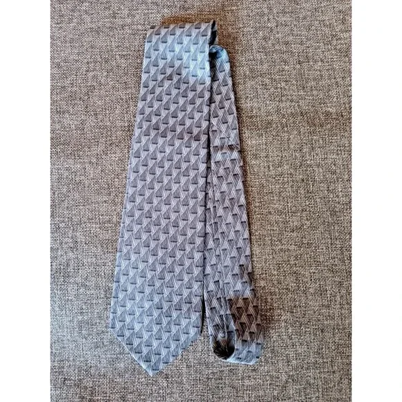Tie 70s 80s 90s Y2K Mens Milano Uomo Silk Gray 4 Wide 60 Long