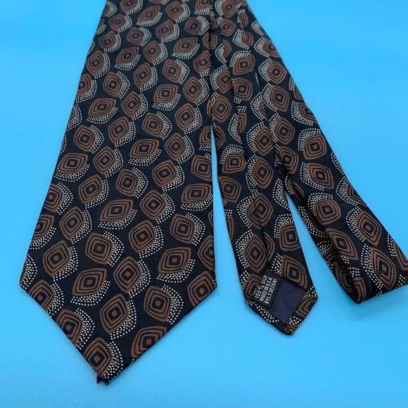 Vintage Paul Rodon Couture Men's Necktie Black Brown Abstract Geometric Silk USA