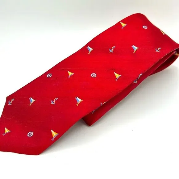 Vintage Allen Solly 100% silk sailboat tie
