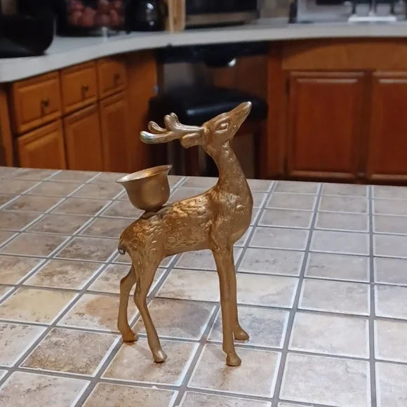 Brass Vintage‎ Reindeer Candle Holder