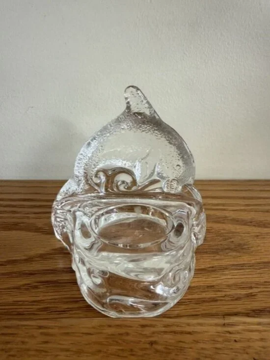 Vintage PartyLite Crystal Dolphin Votive Tealight Candle Holder 4