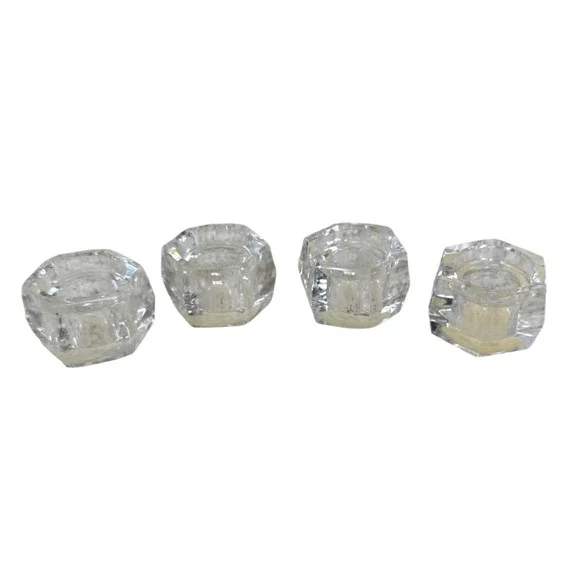 Ashland Candle Holder Elegance Hexagon Clear Glass Taper Set 4 Farmhouse‎ Decor