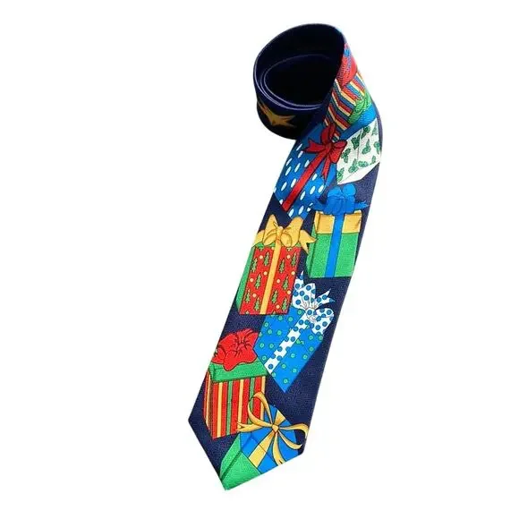 Festive Gift Pattern Tie Holiday Novelty