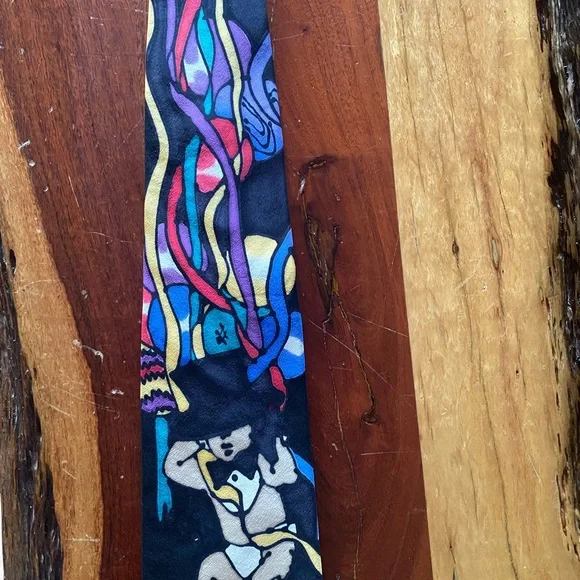 Robert Daskai hand painted 100% silk necktie‎ abstract New Year’s Eve theme