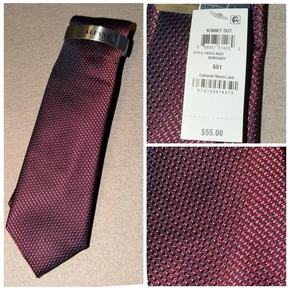 Alfani Kinney Dot Burgundy Textured‎ Necktie Men, NWT