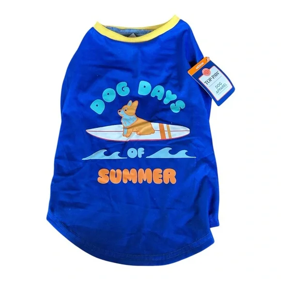 Top Paw Dog Days Summer corgi surfboard Dog Tee M