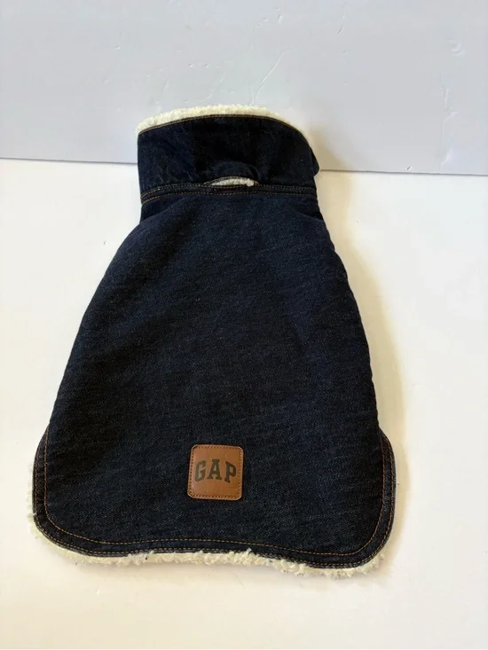 Gap Small Dog Sherpa Fleece Lined Jacket Vest Rigid Denim Blue S/M Walk Warm