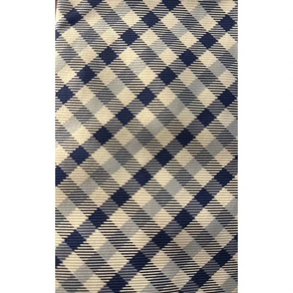 brooks brothers makers silk tie‎ blue check width 3.5