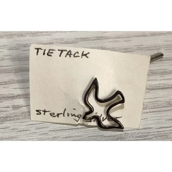 Sterling Silver Tie Tack Outline of Peace Dove Vintage‎